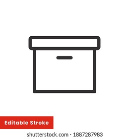 Box container line icon for web template and app. Editable stroke vector illustration design on white background. EPS 10
