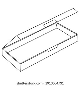 Box container line vector illustration,
isolated on white background.Top view