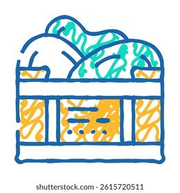 box container with mango doodle icon sketch vector. box container with mango sign. isolated symbol illustration