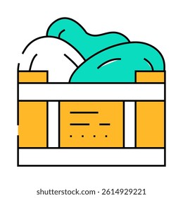 box container with mango line icon vector. box container with mango sign. isolated symbol illustration