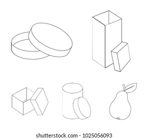 Box, container, package, and other web icon in outline style.Case, shell, framework, icons in set collection.