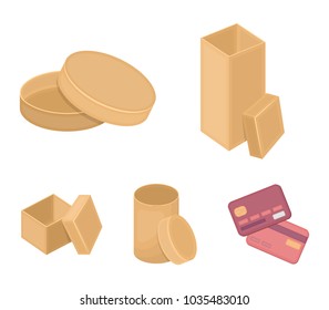 Box, container, package, and other web icon in cartoon style.Case, shell, framework, icons in set collection.