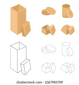 Box, container, package, and other web icon in cartoon,outline style.Case, shell, framework, icons in set collection.
