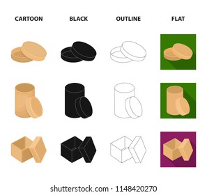 Box, container, package, and other web icon in cartoon,black,outline,flat style.Case, shell, framework, icons in set collection.