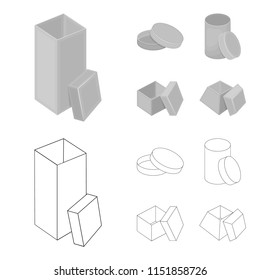 Box, container, package, and other web icon in outline,monochrome style.Case, shell, framework, icons in set collection.