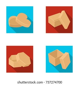 Box, container, package, and other web icon in flat style.Case, shell, framework, icons in set collection.