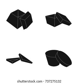 Box, container, package, and other web icon in black style.Case, shell, framework, icons in set collection.
