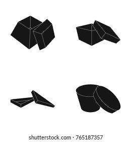 Box, container, package, and other web icon in black style.Case, shell, framework, icons in set collection.