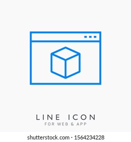 Box and container pictogram icon for web and app. Interface isolated line symbol.