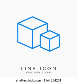 Box and container pictogram icon for web and app. Interface isolated line symbol.