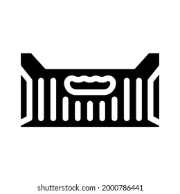 Box Container Plastik-Glyphsymbol Vektorgrafik. Plastikkastenschild aus Kisten. isoliertes Kontursymbol