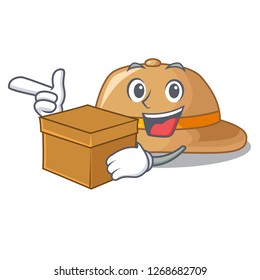 With box cork het in a shape cartoon