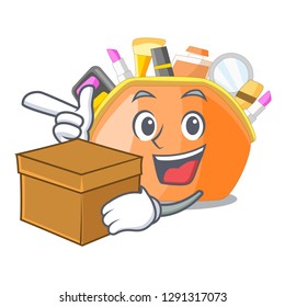 With box cosmetic bag isolated in the cartoons