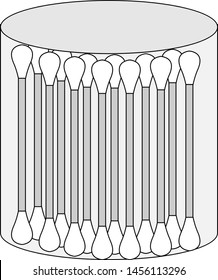 Box of cotton buds, illustration, vector on white background.