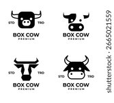 Box Cow Head logo icon design illustration template