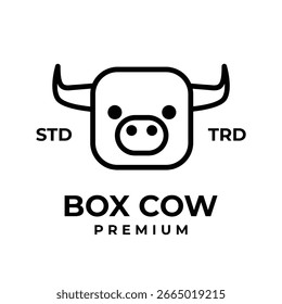 Caixa de cabeça de vaca ícone de logotipo modelo de ilustração