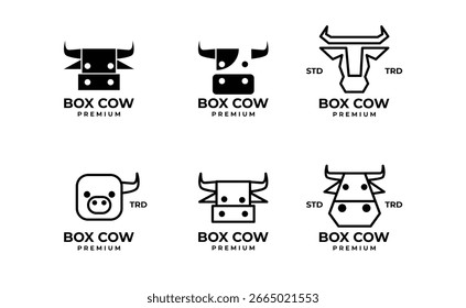 Box Cow Head logo icon design illustration template