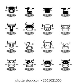 Box Cow Head logo icon design illustration template