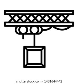 Box crane icon. Outline box crane vector icon for web design isolated on white background