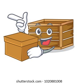 With box crate character cartoon style