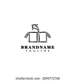 caja y caja el logotipo de dibujos animados diseño de iconos negro gráfico aislado