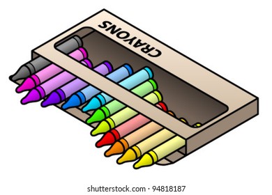 A box of crayons with 12 colors.
