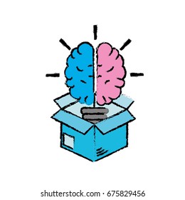 box with creative bulb brain inside