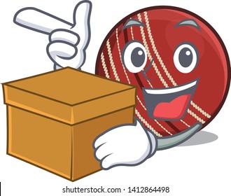 With Box Cricket Ball Isolated In The Cartoon