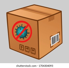 Box crossed out with sign not infected. Vector illustration