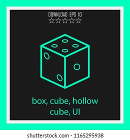 box, cube, hollow cube, UI vector icon