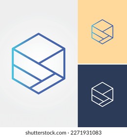 Vector de diseño de logotipo de cubo de caja