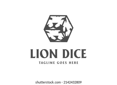 Box Cube Square Dice Tiger Lion Face for Casino Gambling Sport Logo Design