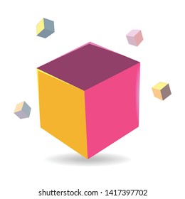 Box Cube Yellow Pink Color Vector
