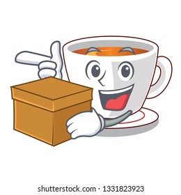 With box cup mint tea the shape mascot