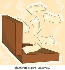  box and currency	