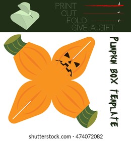 Box cut in the form Pumpkin, for candy on Halloween. Easy for installation - print, cut along solid lines, fold along dotted lines, give a gift. Open paths for cutting on plotter