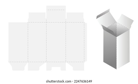 Modelo de corte de caja. Diseño de plantilla de paquete para un nuevo diseño. Cartón rectangular de papel, simulación de contenedores. Paquete en blanco para el producto, entrega actual, sorpresa