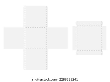 Box cut model. Package template layout for new design. Paper rectangular cardboard, container mockup