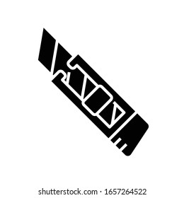 Box cutter black icon, concept illustration, vector flat symbol, glyph sign.