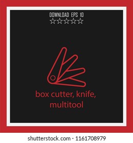 box cutter, knife, multitool vector icon