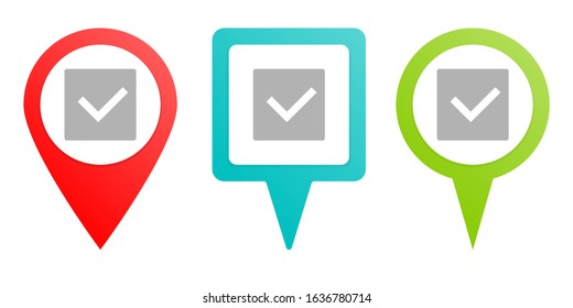 box, delivered. Multicolor pin vector icon, diferent type map and navigation point.