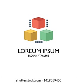 Box, Delivery, Computing, Shipping Business Logo Template. Flat Color