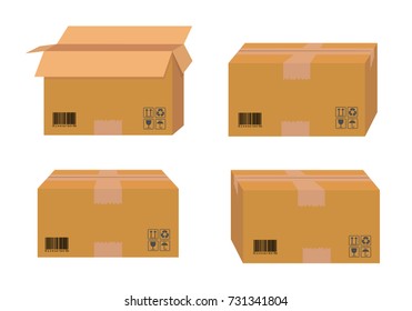 
Box for delivery of different things. Concept of parcel in the form of a box for delivery. Flat vector illustration.