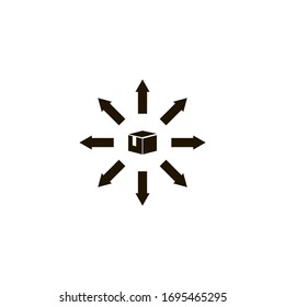 box delivery with direction arrows icon. flat design