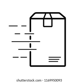 Box delivery. Fast logistics. Package shipping. Vector flat outline icon illustration isolated on white background.