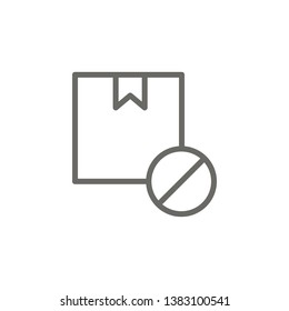 Box, delivery, forbidden vector icon . Simple element illustration from UI concept. Box, delivery, forbidden vector icon . Cargo Icon Vector Illustration.