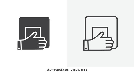 Box Delivery Icon Collection. Handing Over Parcel Vector Design. Package Handoff Symbol.
