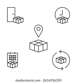 box delivery icon set, customizable vector, illustration