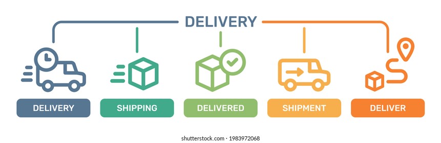 Box delivery icons isolated on white background. Fast shipping collection