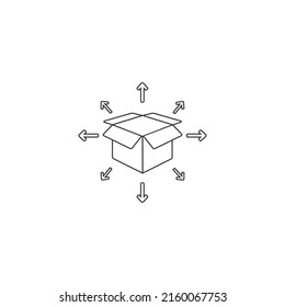 Box delivery line icon in flat. Vector flat sign